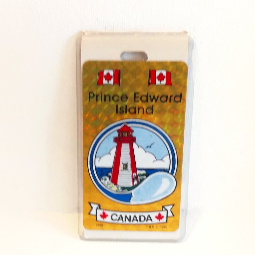Vintage Holographic-CANADA Prince Edward Island-Luggage Tag Holder-1990